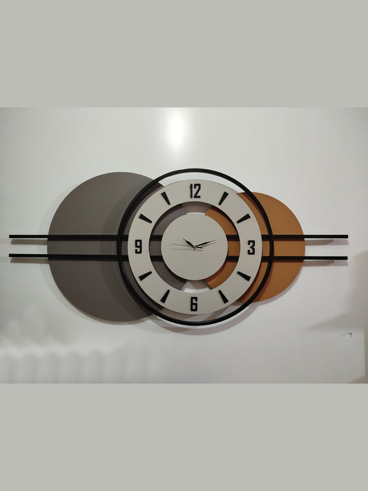 Latte Ahşap Metal Duvar Saati 2