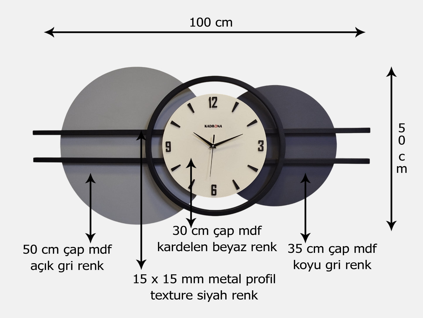 Orbit Metal Ahşap Duvar Saati