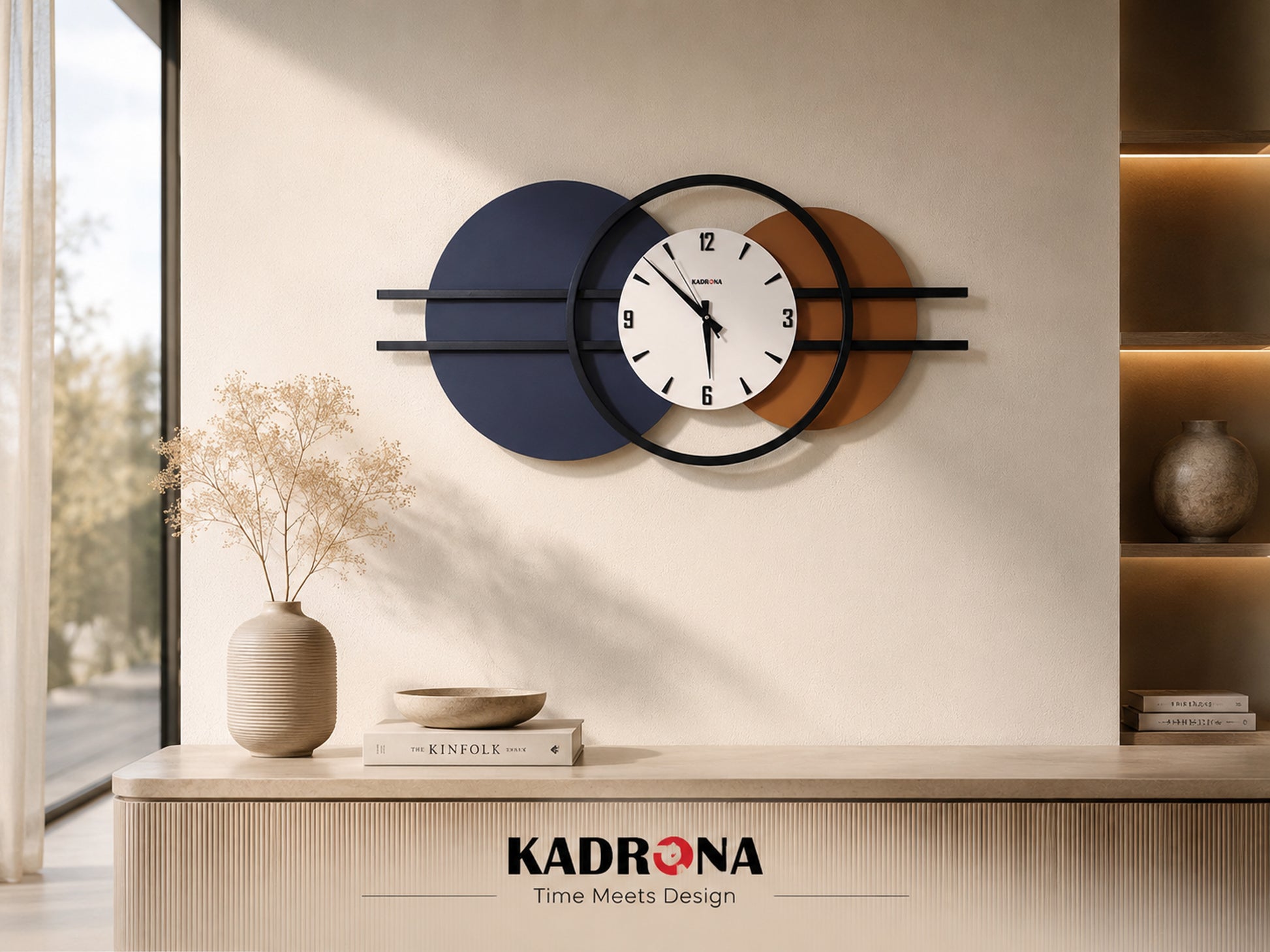 Kadrona Dualis Duvar Saati 100 cm Antrasit Salon