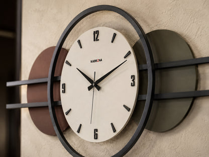 Horizon Ahşap Metal Duvar Saati Büyük 100 cm