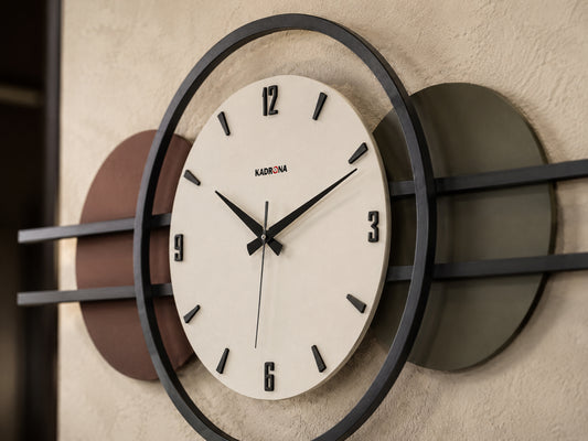 Horizon Ahşap Metal Duvar Saati Büyük 100 cm